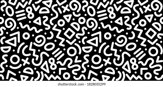 Seamless black and white geometric pattern. Fashion 80-90s. Hipster Memphis style.