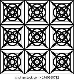 seamless black and white geometric pattern for stained glass windows, prints on fabrics or interior decorations, as well as for application on ceramics