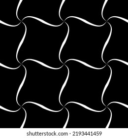 seamless black and white geometric pattern in an oblique cell with squares