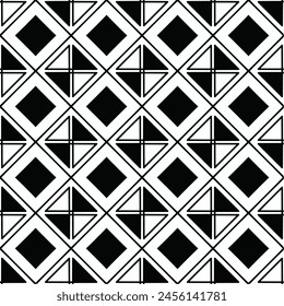 A seamless black and white geometric pattern.