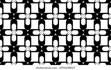 Seamless black white geometric pattern. Vector Illustration.
