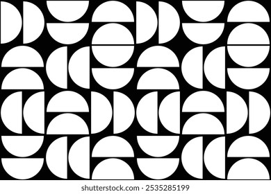 Seamless black and white geometric pattern. Vector Illustration. irregular texture composed of repeating monochrome elements.  Vector retro black and white background. Geometric abstract pattern