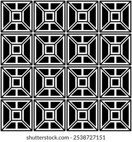 Patrón geométrico blanco y negro sin fisuras con una combinación de líneas rectas. Adecuado para fondos, Fondos de pantalla, textiles y varios proyectos creativos.
