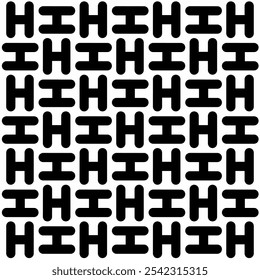 Seamless black and white geometric pattern with letter H shape. Suitable for backgrounds, wallpapers, textile designs, prints, decorative projects, etc.