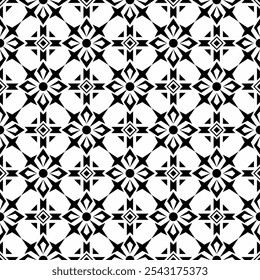 Patrón geométrico blanco y negro sin fisuras. Diseño simétrico con Formas geométricas repetitivas. Adecuado para fondos, Fondos de pantalla, diseños textiles, impresiones, proyectos decorativos, etc.