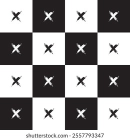 Seamless black and white geometric pattern. Checkered  background.