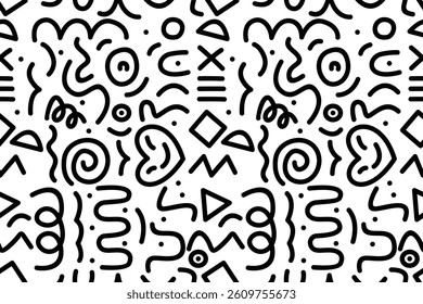 Seamless black and white geometric pattern. Hipster Memphis style