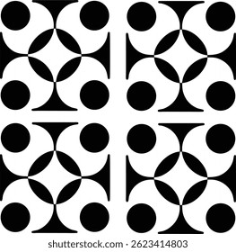 A seamless black and white geometric pattern.