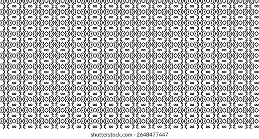 Seamless black and white geometric pattern with symmetrical abstract shapes, ideal for textiles, wallpapers, and digital backgrounds. Perfect for abstract and fashion designs.