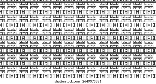 Seamless black and white geometric pattern with maze-like symmetry. Ideal for tech, architecture, or modern backgrounds. No visible logos or people included.