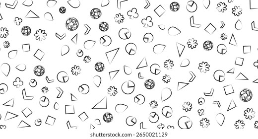 Patrón geométrico blanco y negro sin fisuras con iconos, símbolos, Formas y gráficos. Ideal para diseño Abstractas, materiales de Educación o fondos creativos.