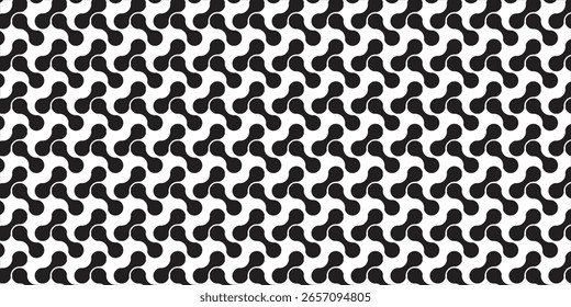 Seamless Black and White Geometric Pattern With Abstract Shapes