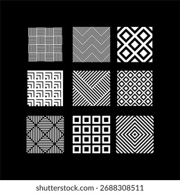 Nahtloses geometrisches Muster in Schwarz und Weiß - abstraktes optisches Linien-Hintergrunddesign