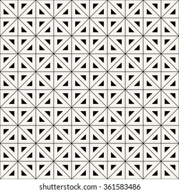 seamless black and white geometric pattern of triangles.