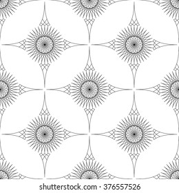 Seamless black and white geometric pattern in the style of Art Deco
