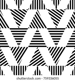 Seamless black and white geometric pattern. The texture of the stripes. Textile rapport.