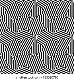 Seamless black and white geometric pattern with lines