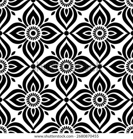 Seamless black and white geometric pattern. Vector Illustration.