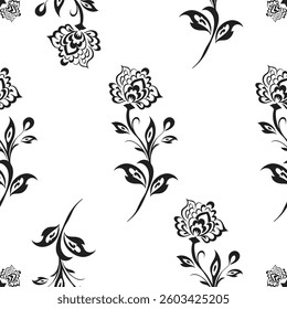  seamless black and white geometric patterns, Floral perfect for digital design, textiles, wallpapers, and vector art. 