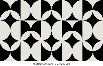 Seamless black and white geometric retro vintage pattern. Repeated and decorative design that can be used for packaging, decorating, interior design, wallpapers, banners, and more.