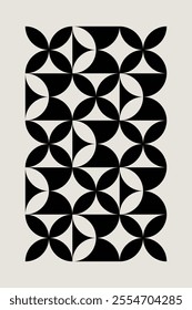 Seamless black and white geometric retro floral pattern. Repeated and decorative design that can be used for packaging, decorating, interior design, wallpapers, banners, and more.