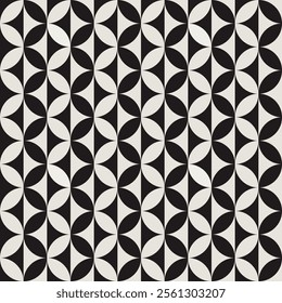 Seamless black and white geometric retro floral pattern. Repeated and decorative design that can be used for packaging, decorating, interior design, wallpapers and more.