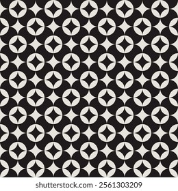 Seamless black and white geometric retro floral pattern. Repeated and decorative design that can be used for packaging, decorating, interior design, wallpapers and more.