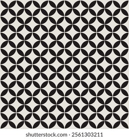 Seamless black and white geometric retro floral pattern. Repeated and decorative design that can be used for packaging, decorating, interior design, wallpapers and more.