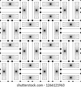 Seamless black white geometric simple pattern. Ideal for background. Easily change the color and thickness of the lines. Vector illustration.