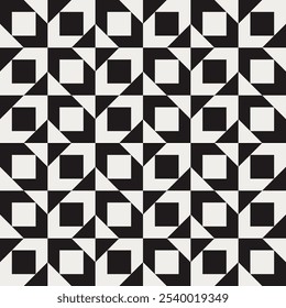 Modelo geométrico blanco y negro inconsútil del triángulo cuadrado. Ilustración gráfica para una decoración de pared única, textiles y diseño de interiores.