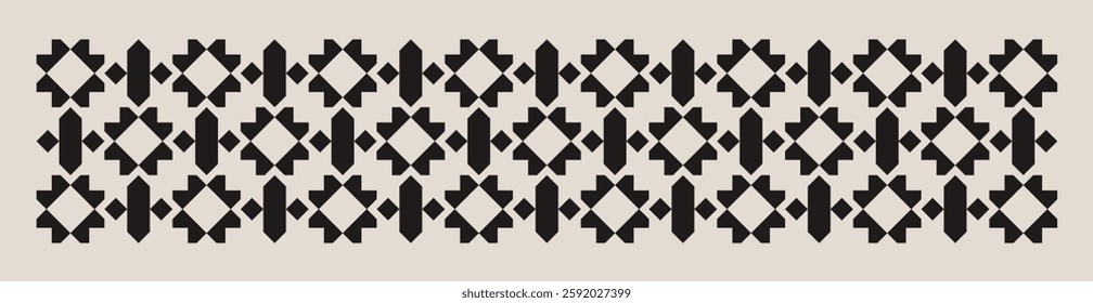 Seamless black and white geometric square triangle pattern background. Repeated and decorative design that can be used for packaging, decorating, interior design, wallpapers, banners, and more.