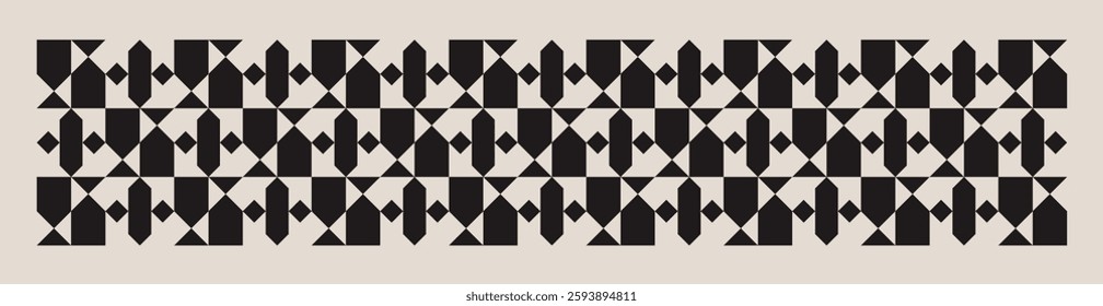 Seamless black and white geometric square triangle pattern. Graphical illustration for a unique wall decor, textiles and interior design.