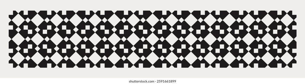 Seamless black and white geometric squares pattern background. Repeated and decorative design that can be used for packaging, decorating, interior design, wallpapers, banners, and more.