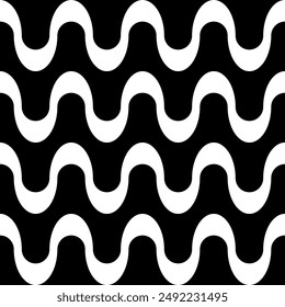 Seamless black white geometric wave pattern. Vector Illustration.