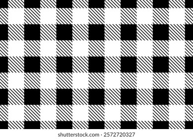 Seamless black and white gingham pattern. Seamless vector gingham black check pattern. Classic black and white seamless shepherds check textile pattern