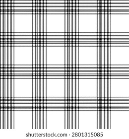 Seamless black and white glen plaid check pattern with houndstooth texture.