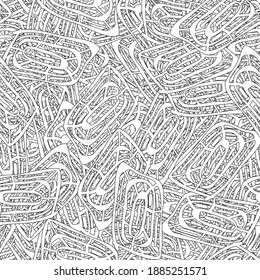 Seamless black and white grunge background. Abstract repeating texture of elements. Template to create your own design and print. Chaotic retro backdrop