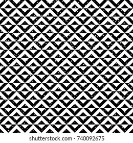 Seamless black and white grunge op art diagonal squares pattern vector