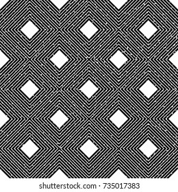 Seamless black and white grunge optical illusion op art diagonal squares pattern vector