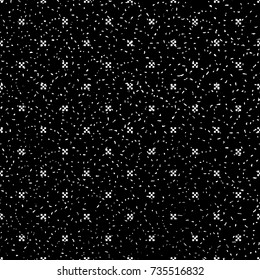 Seamless black and white grunge pixel cross textile pattern vector