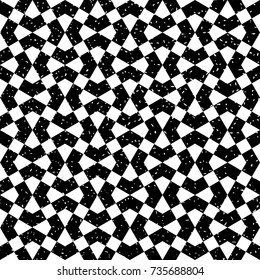 Seamless black and white grunge sharp op art illusion Moroccan tile zigzag pattern vector