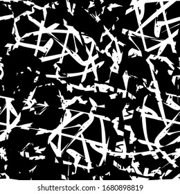 Seamless black and white grunge texture. Monochrome pattern repeating ink pattern