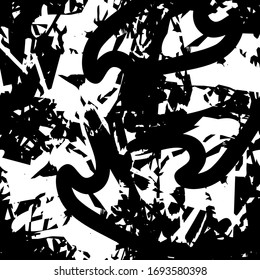 Seamless black and white grunge texture. Monochrome pattern repeating ink pattern