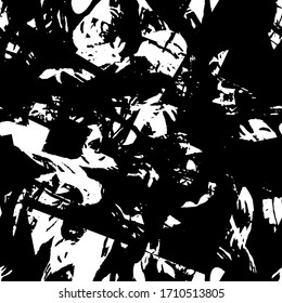 Seamless black and white grunge texture. Abstract repeating background. Grim urban surface