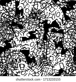Textura de grunge blanco y negro sin inconvenientes. Patrón monocromo de tinta repetitiva