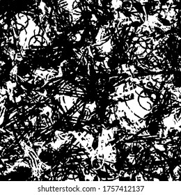 Seamless black and white grunge texture. Abstract repeating background. Grim urban surface