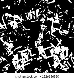 Seamless black and white grunge texture. Abstract repeating background. Grim urban surface