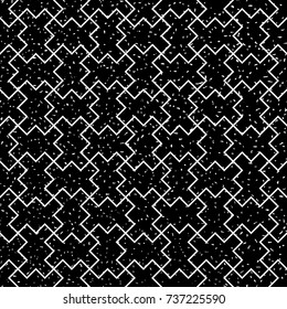Seamless black and white grunge vintage interlocking pixel patches pattern vector