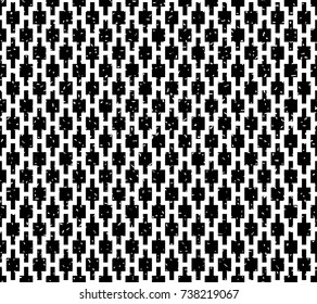 Seamless black and white grunge vintage pixel ogee textile geo pattern vector