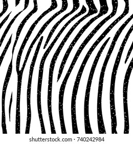 Seamless black and white grunge zebra skin pattern vector